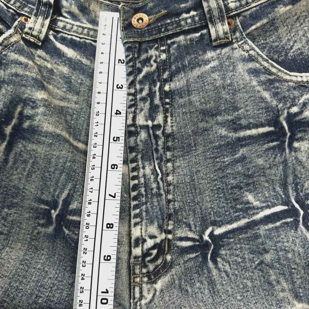 Vintage Y2K Brock Jeans Baggy Distressed Acid Washed Cropped Denim Hip Hop SZ 38
